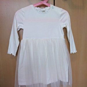 H&M Toddler Girl White Cotton Dress with Tulle Skirt Size 18-24M / 2T Preowned
